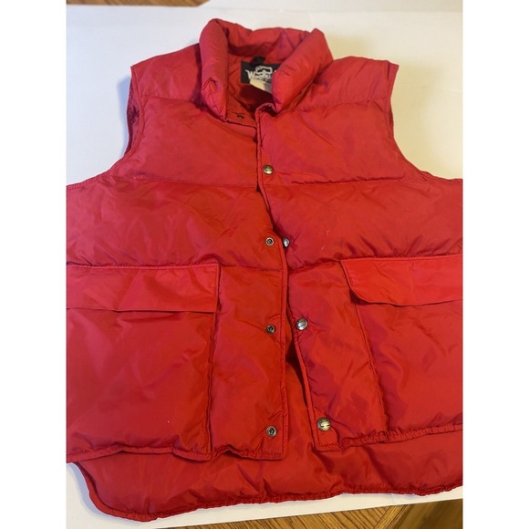Woolrich Unisex Med Vintage 60's Puffer Down Vest  Red Snap Outdoor Casual - Picture 1 of 7